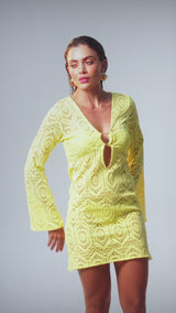 Short Sixty Dress Yellow Lace