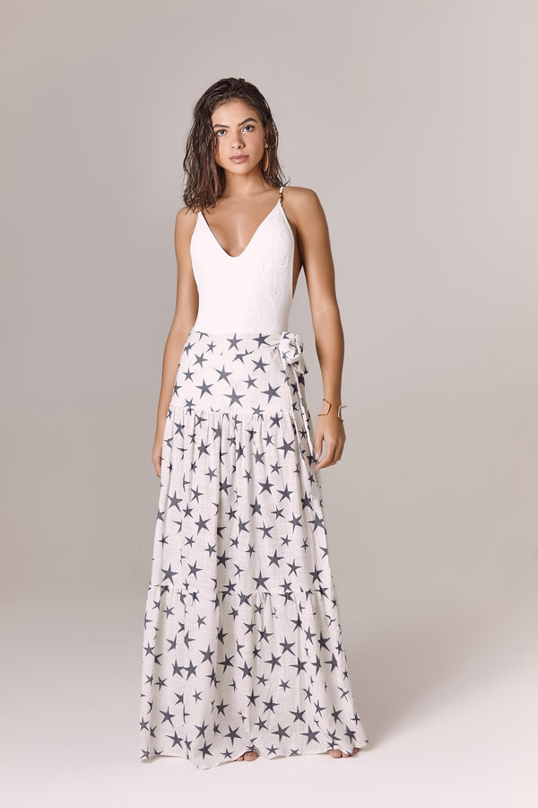 Thassia Skirt in Blue Star Print