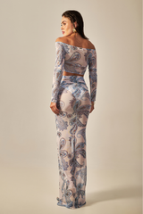 Tule Top Blue Paisley Print