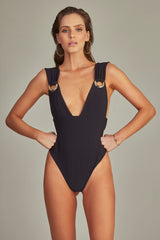 Sloane Eyelet Swimsuit in Black