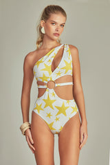 Ariel Swimsuit Yellow Star Print