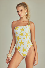 Monte Carlo Swimsuit Yellow Star Print