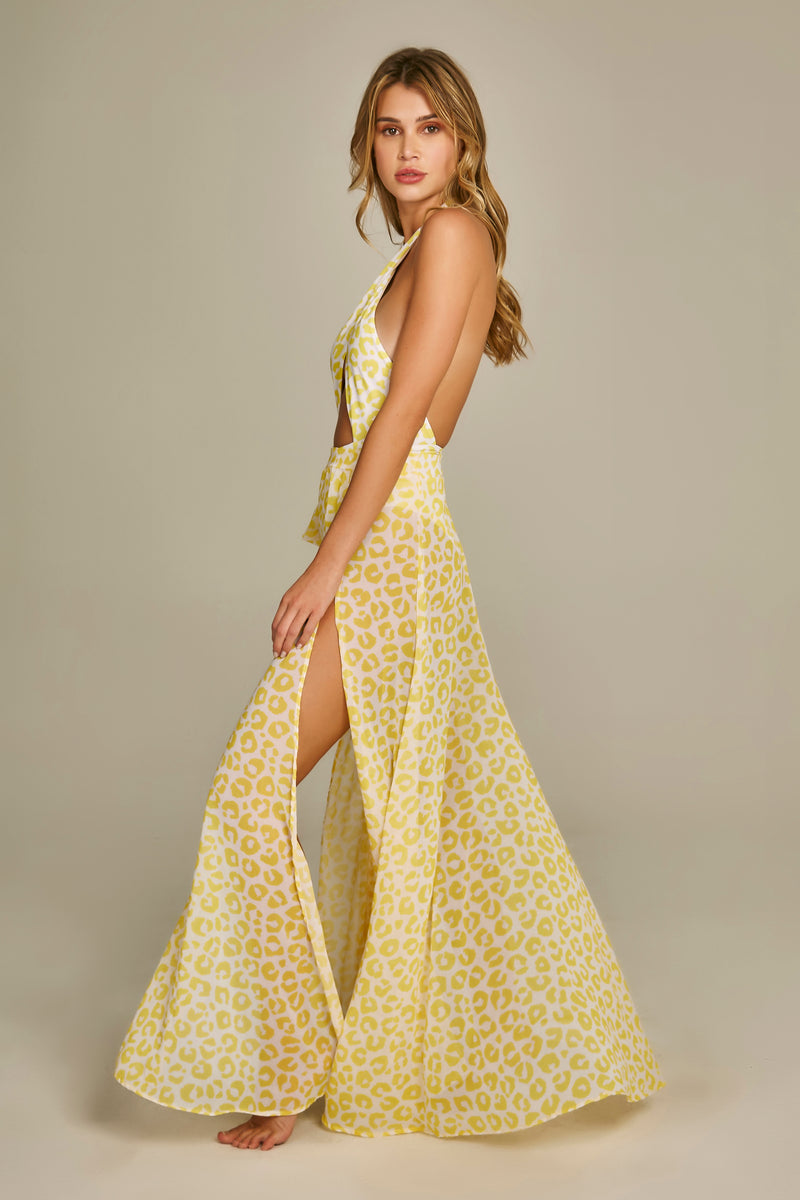 Maxi Skirt Fendas Yellow Leopard Print