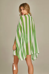 Malaga Kimono in Green Stripes Print