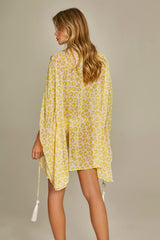 Malaga Kimono In Yellow Leopard Print