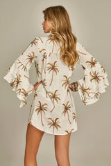 Ruffle Safari Shirt Palm tree Print - Empress Brasil International