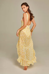 Ruffle Skirt In Yellow Leopard Print