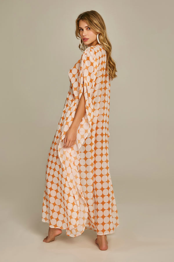 Santorini Kaftan in Orange Retro