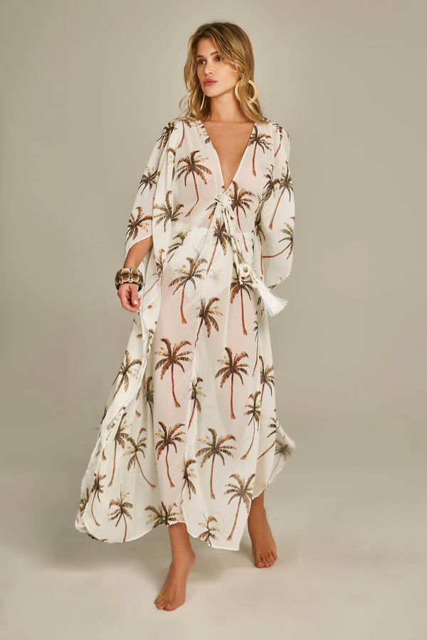 Santorini Kaftan Palm tree Print - Empress Brasil International