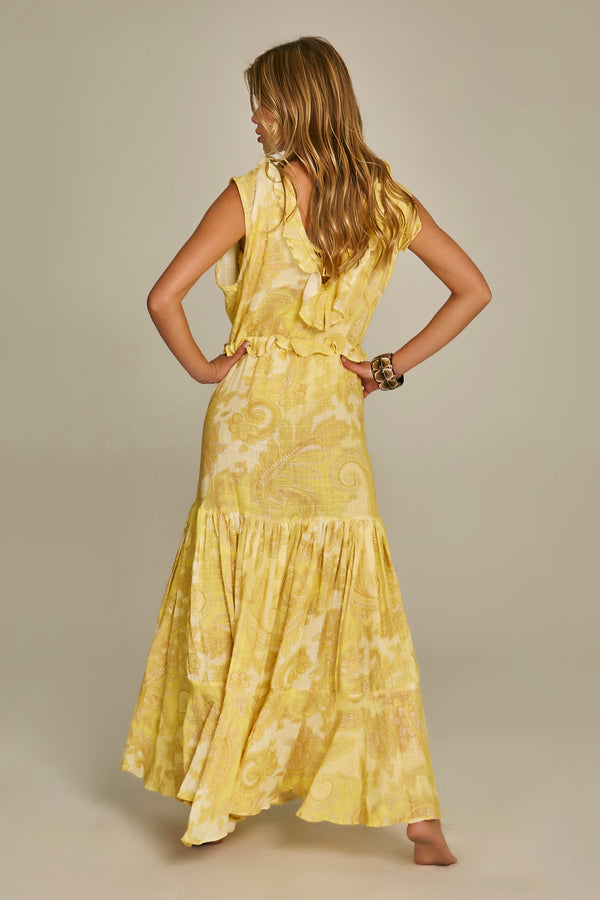 Sophie Robe in Yellow Baroque Print