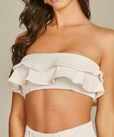 Textured Ruffle Bikini Ivory