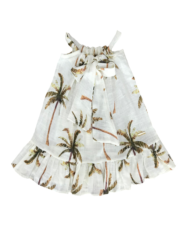 Bella Kids Beach Dress Palm Tree Print