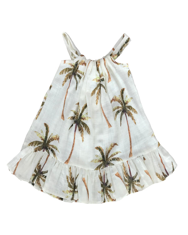 Bella Kids Beach Dress Palm Tree Print