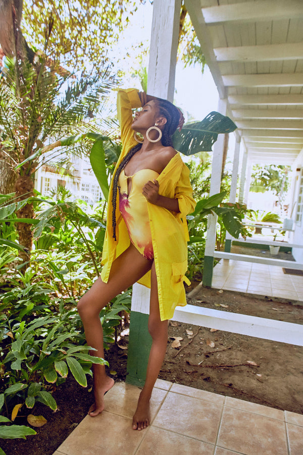 Kelly swimsuit in Retro Palm Print - Empress Brasil International