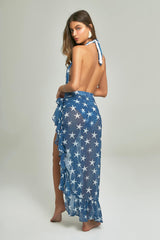 Ruffle Skirt Denim Star Print - Empress Brasil International