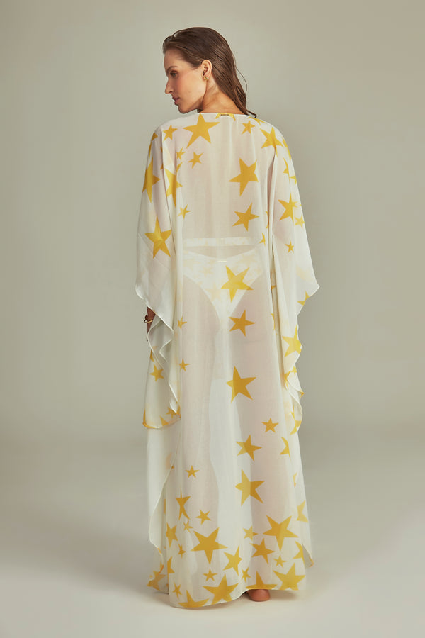 Maresias Kaftan Yellow Star Print