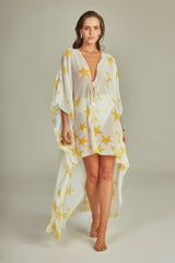 Maresias Kaftan Yellow Star Print