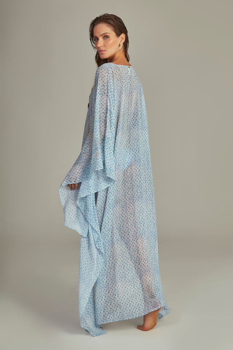 Maresias Kaftan Ciel Bleu Print