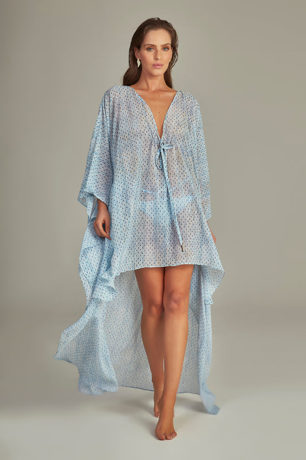 Maresias Kaftan Ciel Bleu Print