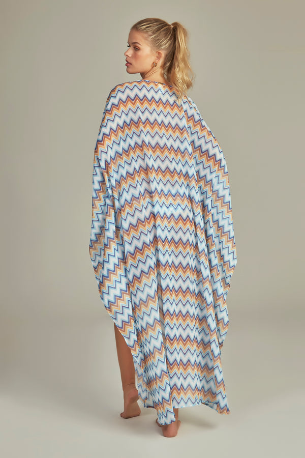 Maresias Kaftan Blue Chevron Print