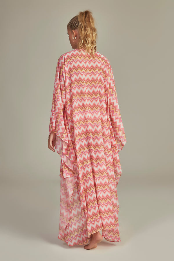 Maresias Kaftan Pink Chevron Print