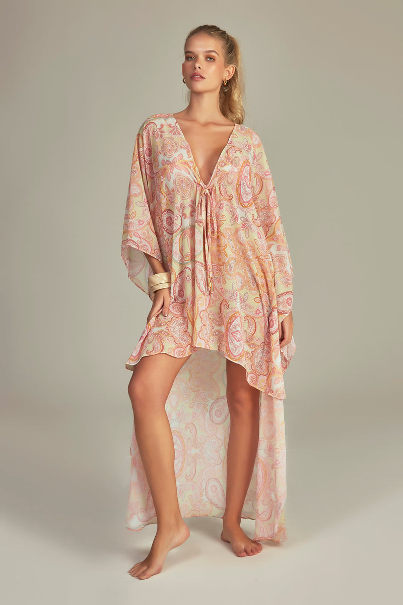 Maresias Kaftan Green Paisley Print