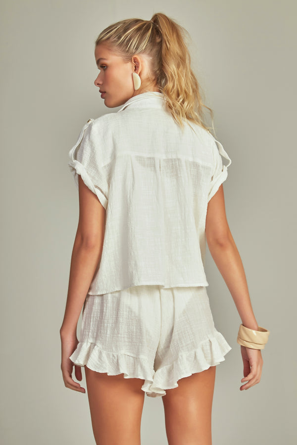 Ruffle Short Off White