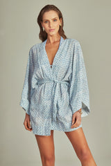 Classic Kimono Ciel Bleu Print