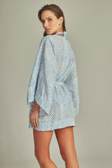 Classic Kimono Ciel Bleu Print