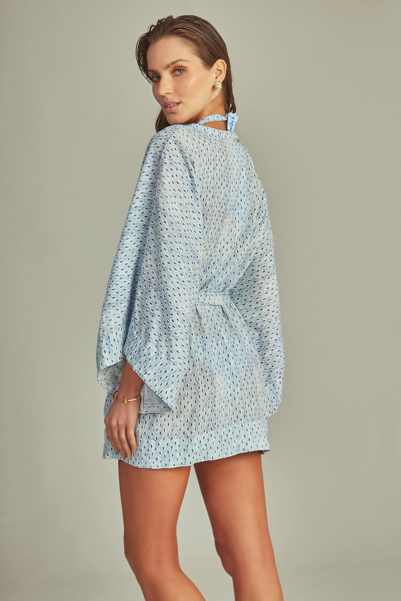 Classic Kimono Ciel Bleu Print