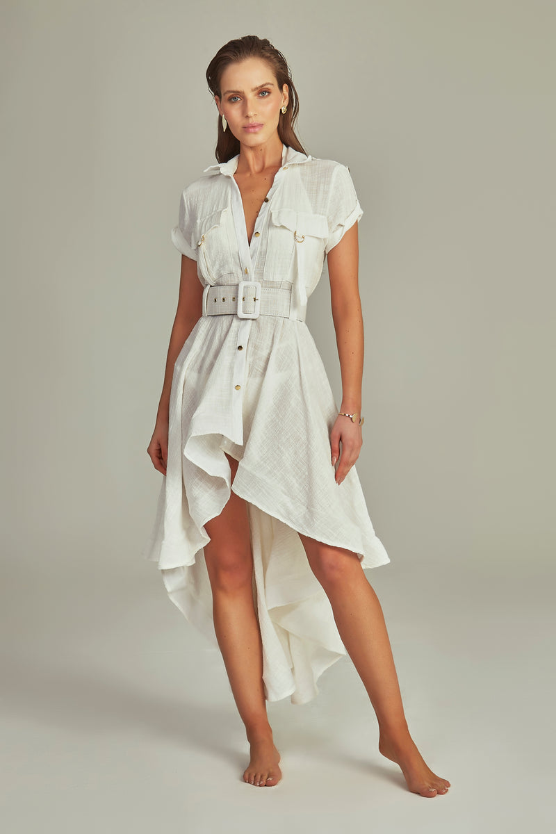 Midi Trench Dress Off White