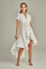 Midi Trench Dress Off White