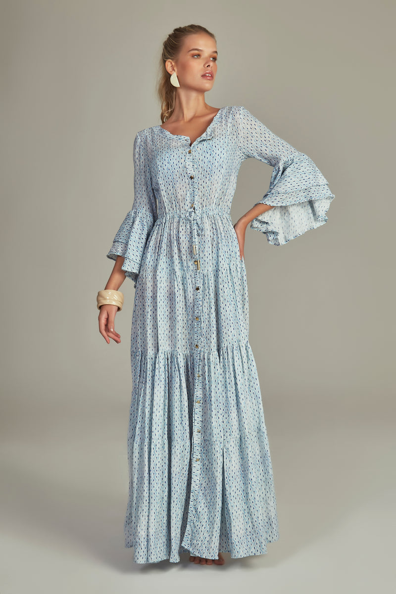 Gisele Dress Ciel Bleu Print