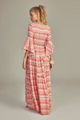 Gisele Dress Pink Chevron Print