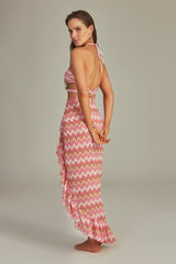 Ruffle Skirt Pink Chevron Print